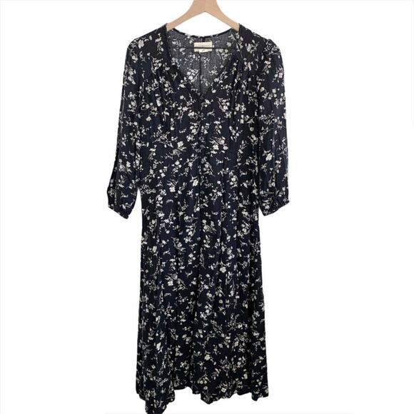 RALPH LAUREN DENIM & SUPPLY Tier Ruffled Black & White Floral Midi Dress – Large - Picture 3 of 11